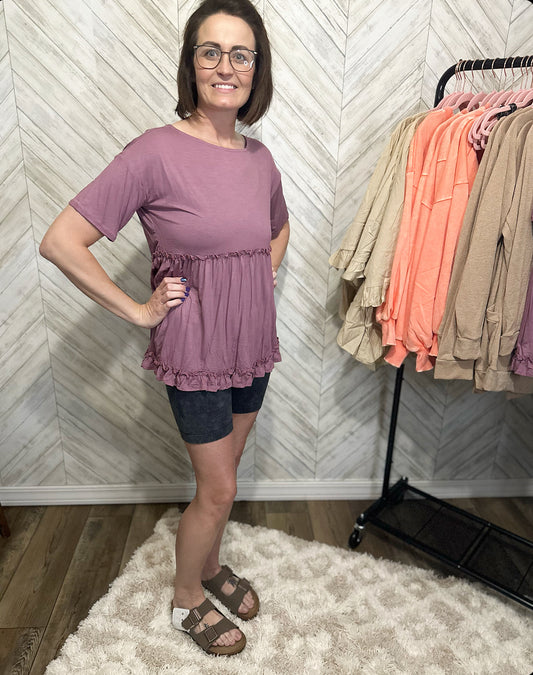 Mauve Ruffle Top